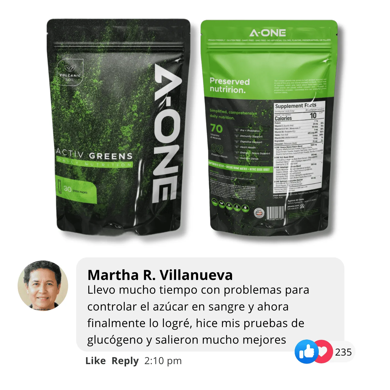 Activ Greens A-ONE Precios, beneficios, para que sirve, perder peso, mejorar salud